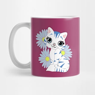 Cat and daisies          chamomile Mug